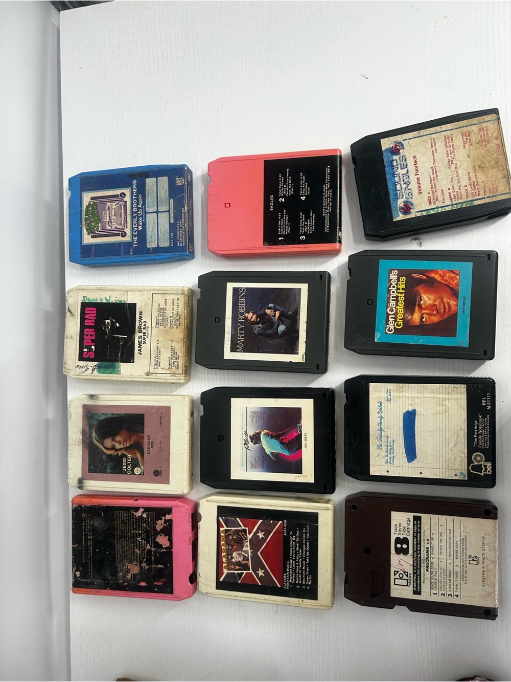 Lot of 12 Vintage 8 Track Tapes As-Is Footloose -Marty Robbins Jesi Colter